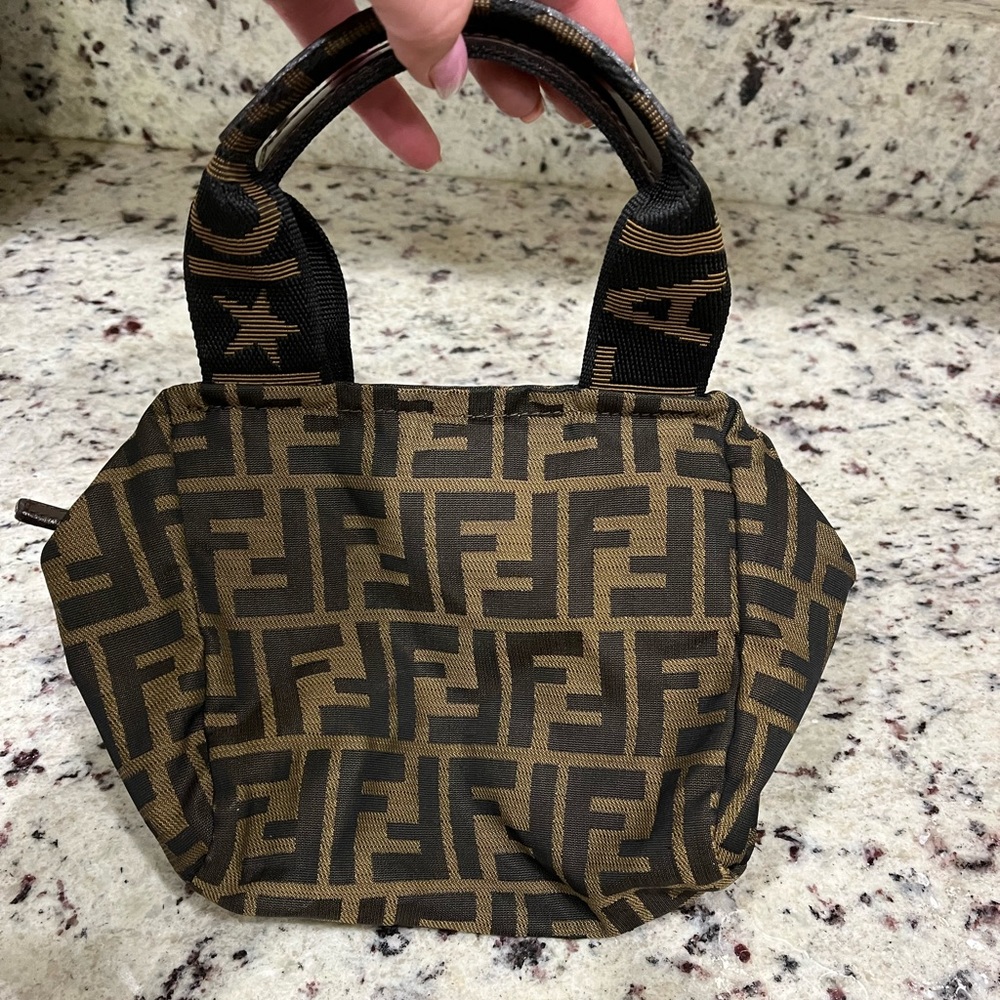 Authentic Fendi Mini Cosmetic Bag Tobacco
